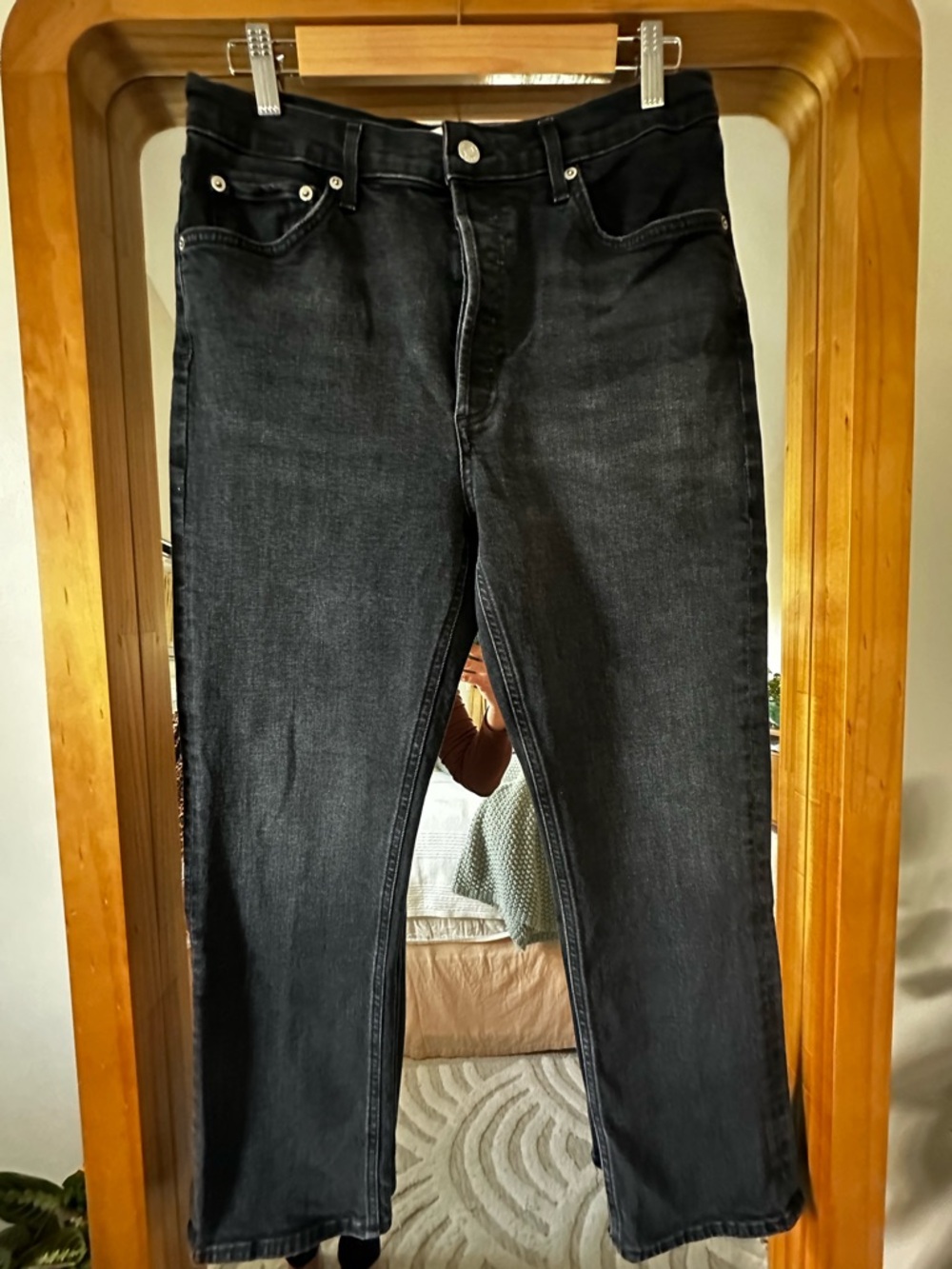 AGOLDE Riley High-Rise Straight Crop Jeans Washed Black Sz31 - Picture 7 of 11